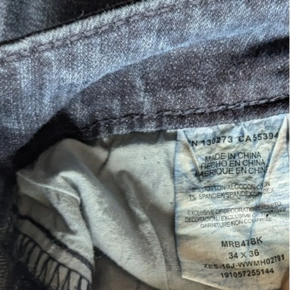 Wrangler Rock 47 Denim Blue Jeans 34x36 Men's Slim Fit Boot Cut